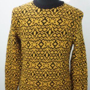 Eidos Girocollo THICK Yellow Black Woven Knitted Merino Wool Sweater M BRAND NEW